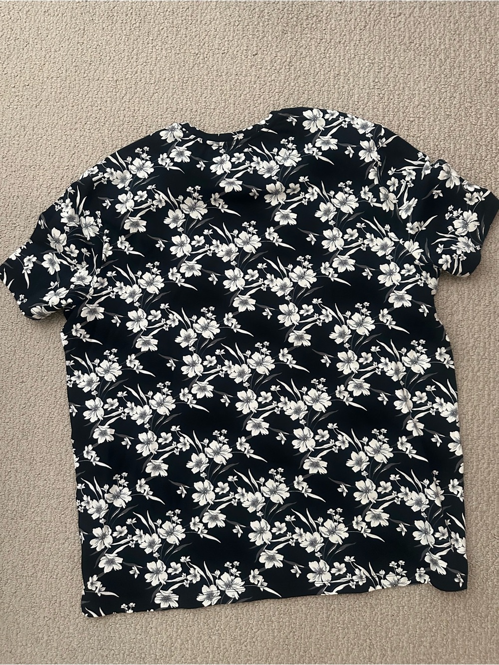 Express Black Short-Sleeve Floral Print Shirt